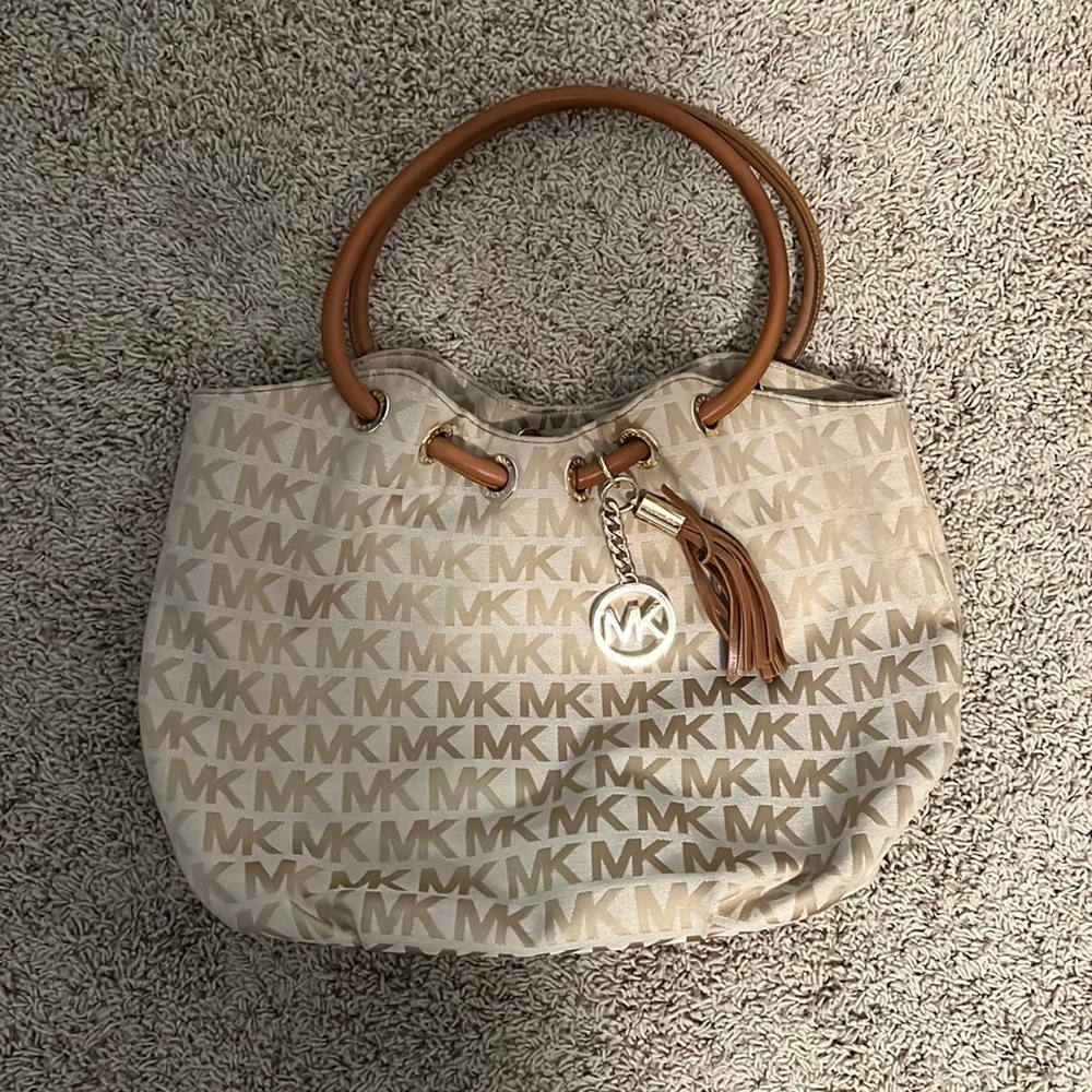 Michael Kors tan logo bag with extra shoulder strap